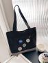 Two Tone Shopper Bag With Badges