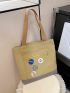 Two Tone Shopper Bag With Badges