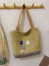 Two Tone Shopper Bag With Badges