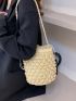 Mini Straw Bag Drawstring Design