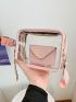 Mini Clear Square Bag With Coin Purse Twilly Scarf Decor Neon Pink