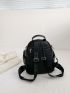 Litchi Embossed Classic Backpack Zip Front Stitch Detail