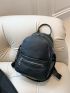 Litchi Embossed Classic Backpack Zip Front Stitch Detail