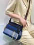 Plaid Square Bag Multi-Pocket Colorblock