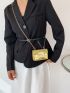 Mini Flap Square Bag Crocodile Embossed Metallic Funky