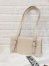 Crocodile Embossed Square Bag Medium Beige