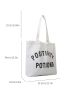 Letter Graphic Shopper Bag Casual Canvas