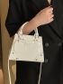 Small Square Bag Crocodile Embossed Double Handle