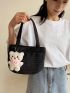 New Solid Color Nylon Cloth Bag Cartoon Pendant College Style Women's Shoulder Bag