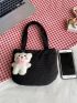 New Solid Color Nylon Cloth Bag Cartoon Pendant College Style Women's Shoulder Bag