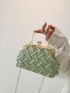 Minimalist Square Bag Small Kiss Lock Green