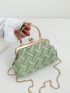 Minimalist Square Bag Small Kiss Lock Green