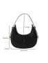 Crocodile Embossed Hobo Bag Black Top Handle