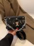 Mini Fanny Pack Crocodile Embossed Chain & Studded Decor