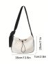 Two Tone Hobo Bag Large Capacity Drawstring Design