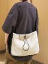 Two Tone Hobo Bag Large Capacity Drawstring Design