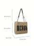 Small Straw Bag Letter Patch Double Handle For Vacation