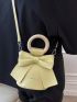 Mini Bucket Bag Letter Graphic Bow Decor