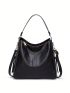 PU Tote Bag, Fashion Zipper Crossbody Bag With Removable Strap