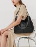 PU Tote Bag, Fashion Zipper Crossbody Bag With Removable Strap