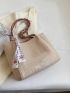 Small Straw Bag Letter Patch & Twilly Scarf Decor