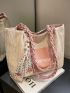 Small Straw Bag Letter Patch & Twilly Scarf Decor