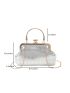 Geometric Embossed Satchel Bag Metallic PU Funky Kiss Lock