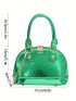 Small Dome Bag Solid Color Metallic Double Handle