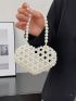 Mini Satchel Bag Faux Pearl Design