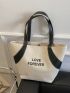 Letter Graphic Shoulder Tote Bag Large Capacity Double Handle