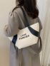 Letter Graphic Shoulder Tote Bag Large Capacity Double Handle