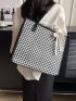 Twilly Scarf Decor Shoulder Tote Bag Houndstooth Small