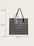 Twilly Scarf Decor Shoulder Tote Bag Houndstooth Small