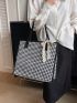 Twilly Scarf Decor Shoulder Tote Bag Houndstooth Small