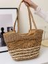 Small Straw Bag Hollow Out Double Handle For Vacation