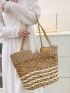 Small Straw Bag Hollow Out Double Handle For Vacation