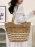 Small Straw Bag Hollow Out Double Handle For Vacation