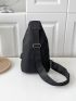 Letter Patch Sling Bag Navy Blue Adjustable Strap For Daily