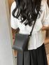 Mini Litchi Embossed Bucket Bag Black Fashionable Adjustable Strap For Work