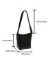 Mini Litchi Embossed Bucket Bag Black Fashionable Adjustable Strap For Work