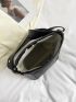 Mini Litchi Embossed Bucket Bag Black Fashionable Adjustable Strap For Work