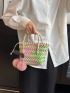 Small Straw Bag Colorblock Double Handle For Vacation