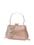 Small Glitter Box Bag Pleated Detail Rhinestone Decor Glamorous