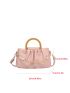 Medium Ruched Bag Baby Pink Chain & Faux Pearl Decor Double Handle For Daily