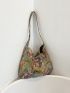 Floral Pattern Hobo Bag Large Capacity Top Handle For Daily