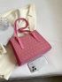 Letter Pattern Shoulder Tote Bag Pink Fashionable Double Handle For Daily