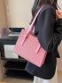 Letter Pattern Shoulder Tote Bag Pink Fashionable Double Handle For Daily