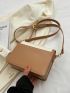 Mini Litchi Embossed Square Bag Colorblock Flap Adjustable Strap For Daily