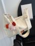 Litchi Embossed Hobo Bag White Stitch Detail Adjustable Strap For Daily