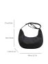 Black Hobo Bag Minimalist Large Capacity Adjustable Strap For Daily